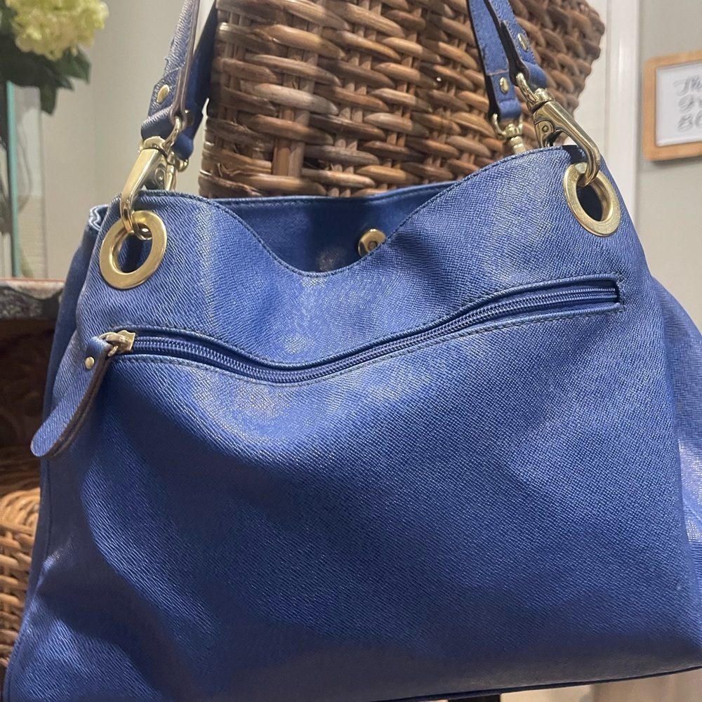 Liz Claiborne Royal Blue and Gold Shoulder tote Bag luxury vintage stylish purse - Picture 4 of 8